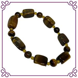 Tiger Eye Stone Beaded Stretch Bracelet